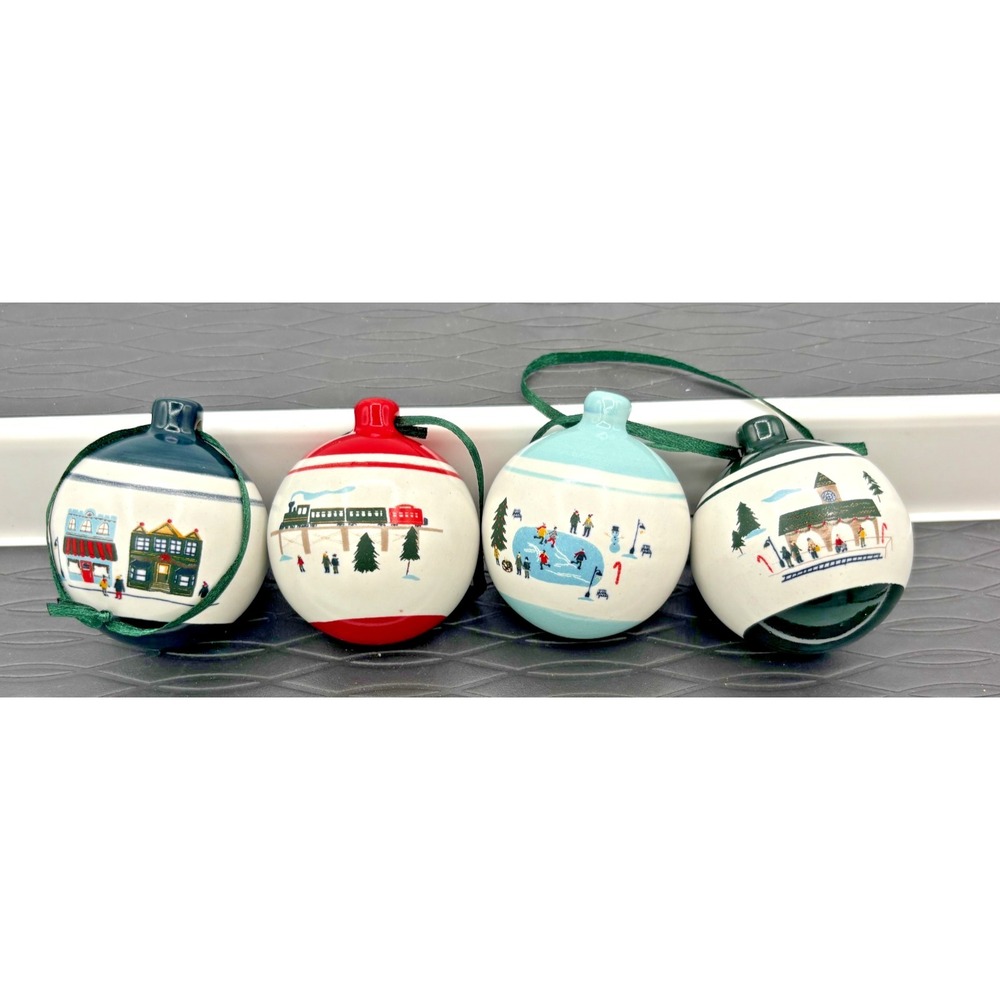 Hearth &‎ Hand With Magnolia Stoneware Ceramic Ornaments Christmas Winter Scenes